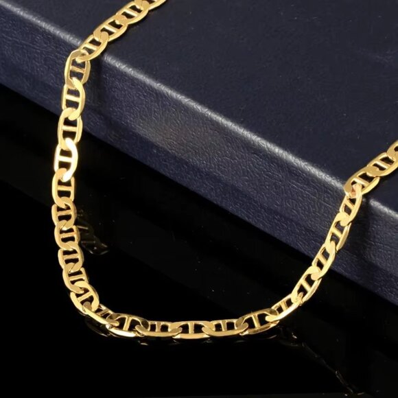 🥇Awesome 24" Mariner Link Chain, 6mm Wide, Yellow Gold - Picture 3 of 6